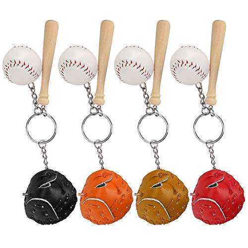 ZAICOLER Baseball-Schlüsselanhänger, 4 Stück, Mini-Baseballschläger, Ball-Set, Schlüsselanhänger, Anhänger, Dekorativer Schlüsselanhänger für Taschen, Schlüssel von ZAICOLER