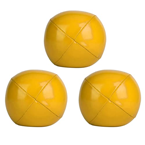 ZAICOLER Jonglier Kugeln, 3 Stück 6,3 cm PU-Feiner Gummi-Clown-Jonglieren-Ball-Set Jonglieren-Bälle mit Netz Tasche für Anfänger-Profis (Yellow) von ZAICOLER