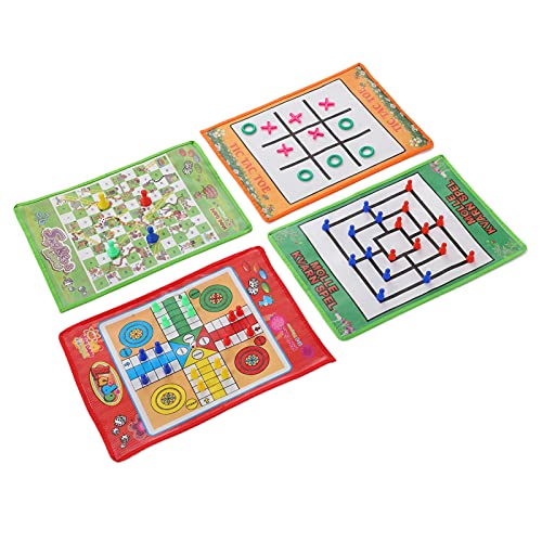 ZAICOLER Ludo-Brettspiel-Set, Schlangen- und Leiterschach, Schlange und Leiter, für, Nine Men's Morris, Tragbares Fliegendes Schach, Ludo-Brett, Schlangen- und Leiterschach für, für von ZAICOLER