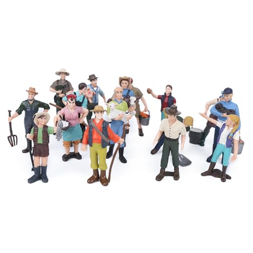 ZAICOLER People Farm, Mini-Menschenfiguren, Menschenfiguren, 16-teiliges Bauernmodell, Lernspielzeug, Spielset, Bauernpuppen, Statuen Männlicher und Weiblicher Bauern für und Kleinkinder von ZAICOLER