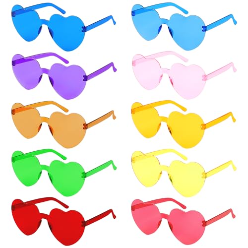 ZALAON 10 Stück Bunte Herz Brillen,sonnenbrille party,Herzbrille,Lustige Sonnenbrille Herz ist geeignet für Strand, Party, Party, Geburtstag und andere Szenen von ZALAON