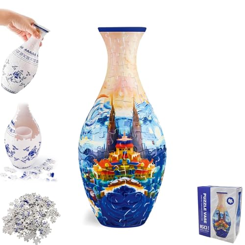 ZANWANXIN 3D Arts Puzzle Vase, 3D Flower Vase Puzzle for Adults 160 Pieces, Flower Vase Unique Jigsaw Decorations, for Flower Arrangement Office Home Decoration (Castle) von ZANWANXIN