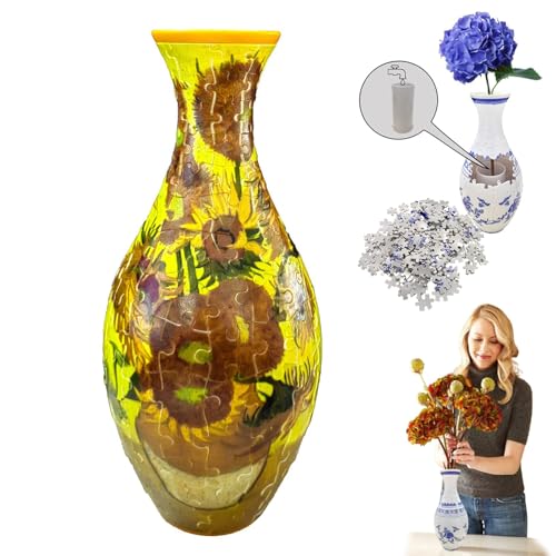 ZANWANXIN 3D Arts Puzzle Vase, Puzzle Vase for Adults, 3D Puzzle Vase, 3D Vase Puzzles for Adults, Puzzle Planter, 3D Art Puzzle Vase, Puzzle Vase, 3D Crystal Puzzle (Sunflower) von ZANWANXIN