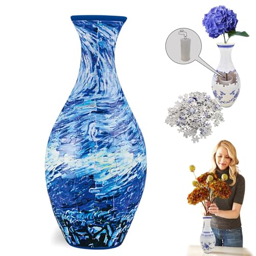 ZANWANXIN 3D Arts Puzzle Vase, Puzzle Vase for Adults, 3D Puzzle Vase, 3D Vase Puzzles for Adults, Puzzle Planter, 3D Art Puzzle Vase, Puzzle Vase, 3D Crystal Puzzle (Waves) von ZANWANXIN