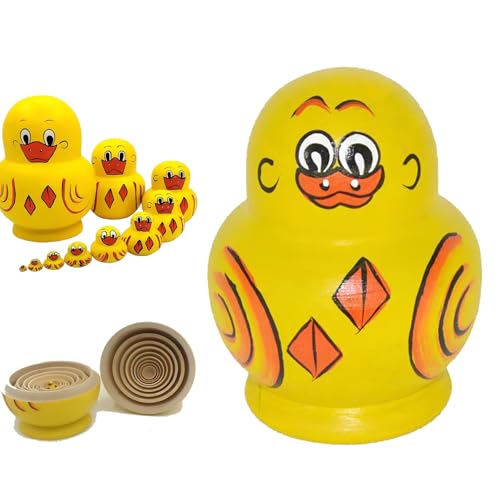 ZANWANXIN Duck Nested Doll, Matryoshka Stacking Dolls, 10Pcs Duck Russian Nesting Doll, Duck Nesting Dolls, Cute Animal Home Decor, for Kids Birthday Gift (1 Pcs) von ZANWANXIN