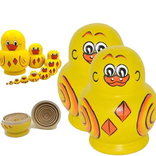 ZANWANXIN Duck Nested Doll, Matryoshka Stacking Dolls, 10Pcs Duck Russian Nesting Doll, Duck Nesting Dolls, Cute Animal Home Decor, for Kids Birthday Gift (2 Pcs) von ZANWANXIN