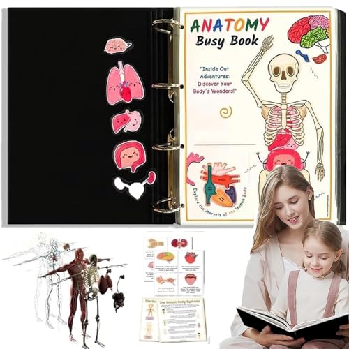 ZANWANXIN Human Anatomy Busy Book, Preschool Interactive Anatomy Busy Book for Kids, Sensory Educational Learning Toys, Montessori Human Organ Match Unlock The Secret of The Human Body (1 pcs) von ZANWANXIN