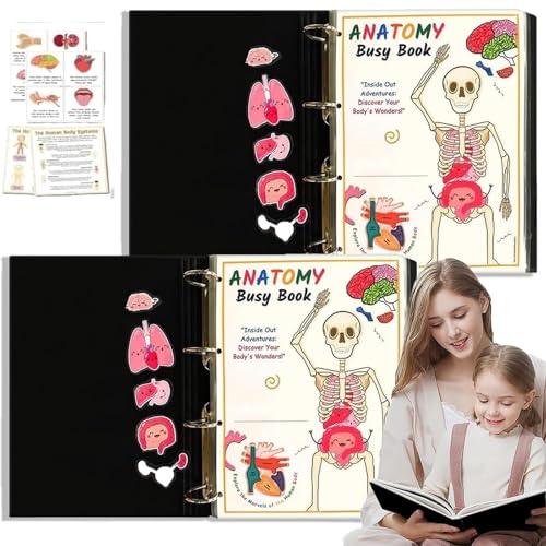 ZANWANXIN Human Anatomy Busy Book, Preschool Interactive Anatomy Busy Book for Kids, Sensory Educational Learning Toys, Montessori Human Organ Match Unlock The Secret of The Human Body (2 pcs) von ZANWANXIN