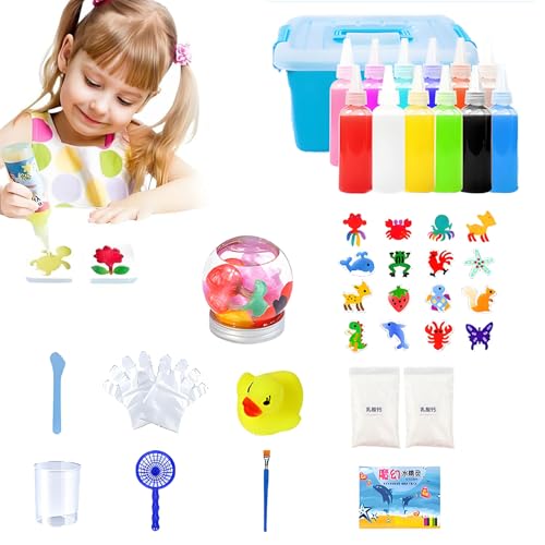 ZANWANXIN Magic Water Elf Toy Kit, Magic Water Gel Kit, Magic Elf Water Toy, Magic Gel Water Pets, Magic Water Elf Kit, Color Changing Magic Water Elf,Magic Gels and Sea Creature (12Liquid&12Molds) von ZANWANXIN