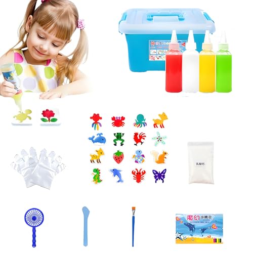 ZANWANXIN Magic Water Elf Toy Kit, Magic Water Gel Kit, Magic Elf Water Toy, Magic Gel Water Pets, Magic Water Elf Kit, Color Changing Magic Water Elf,Magic Gels and Sea Creature (4Liquid&4Molds) von ZANWANXIN