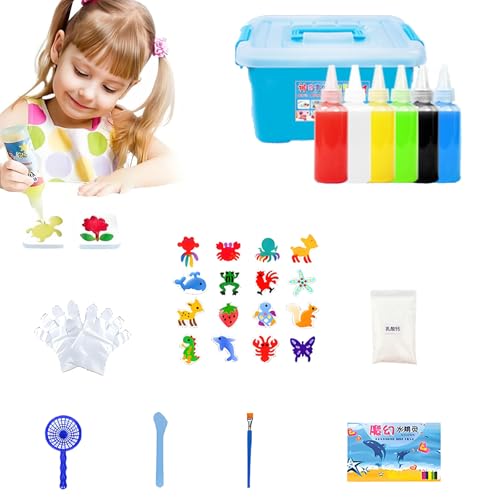 ZANWANXIN Magic Water Elf Toy Kit, Magic Water Gel Kit, Magic Elf Water Toy, Magic Gel Water Pets, Magic Water Elf Kit, Color Changing Magic Water Elf,Magic Gels and Sea Creature (6Liquid&8Molds) von ZANWANXIN