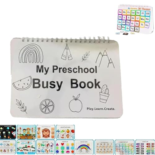 ZANWANXIN My Preschool Busy Book, Toddler Busy Book, Workbook Activity Binder Toys, Learning Materials and Tracing Coloring Book, for Ages 2-3 Kids (1pcs) von ZANWANXIN