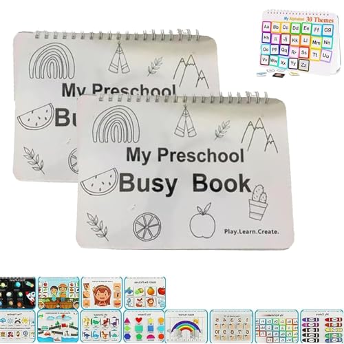 ZANWANXIN My Preschool Busy Book, Toddler Busy Book, Workbook Activity Binder Toys, Learning Materials and Tracing Coloring Book, for Ages 2-3 Kids (2pcs) von ZANWANXIN