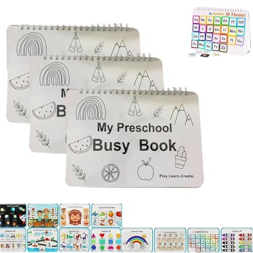 ZANWANXIN My Preschool Busy Book, Toddler Busy Book, Workbook Activity Binder Toys, Learning Materials and Tracing Coloring Book, for Ages 2-3 Kids (3pcs) von ZANWANXIN