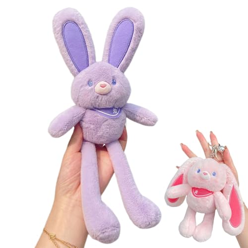 ZANWANXIN Pull-Up Rabbit Plush Toy, Easter Bunny Plush, Pull up Rabbit Pendant, Easter Bunny Pull-up Toys, Pull-Out Funny Rabbit Plush Keychain, Handmade Soft Bunny Keychain (Purple) von ZANWANXIN