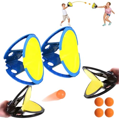 ZANWANXIN Racket Pocket Catch Game, 2025 New Racketpocket Outdoor Catch Toy, Kids Toss Catch Ball Toy with Launcher, Racket Pocket Game, Parent-Child Game, Toss and Catch Velcro Ball Set (Blue-2) von ZANWANXIN