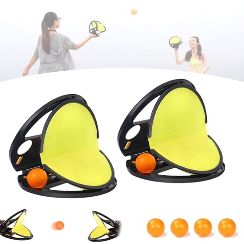 ZANWANXIN Racket Pocket Catch Game, Racket Pocket Toy, Racket Pocket Game, Parent Child Interactive Educational Throwing Ball, for Outdoor Yard Games Beach Pool Toys (Black, 1 Set) von ZANWANXIN