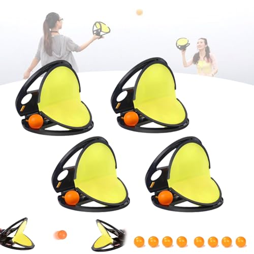 ZANWANXIN Racket Pocket Catch Game, Racket Pocket Toy, Racket Pocket Game, Parent Child Interactive Educational Throwing Ball, for Outdoor Yard Games Beach Pool Toys (Black, 2 Set) von ZANWANXIN