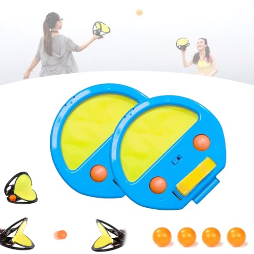 ZANWANXIN Racket Pocket Catch Game, Racket Pocket Toy, Racket Pocket Game, Parent Child Interactive Educational Throwing Ball, for Outdoor Yard Games Beach Pool Toys (Blue, 1 Set) von ZANWANXIN