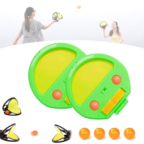 ZANWANXIN Racket Pocket Catch Game, Racket Pocket Toy, Racket Pocket Game, Parent Child Interactive Educational Throwing Ball, for Outdoor Yard Games Beach Pool Toys (Green, 1 Set) von ZANWANXIN