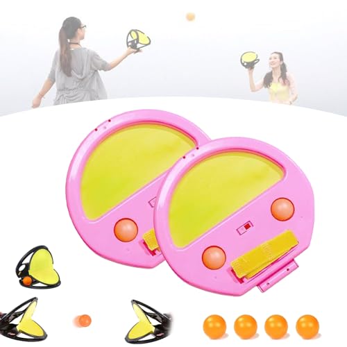 ZANWANXIN Racket Pocket Catch Game, Racket Pocket Toy, Racket Pocket Game, Parent Child Interactive Educational Throwing Ball, for Outdoor Yard Games Beach Pool Toys (Pink, 1 Set) von ZANWANXIN