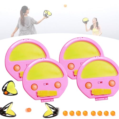 ZANWANXIN Racket Pocket Catch Game, Racket Pocket Toy, Racket Pocket Game, Parent Child Interactive Educational Throwing Ball, for Outdoor Yard Games Beach Pool Toys (Pink, 2 Set) von ZANWANXIN