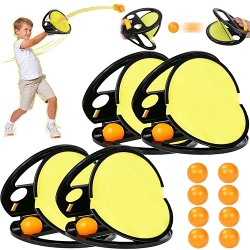 ZANWANXIN Racket Pocket Catch Game, Racketpocket Outdoor Catch Toy, Toss and Catch Ball Game Outdoor Toys, Kids Toss Catch Ball Toy with Launcher, Parent-Child Interactive Game (2 Set) von ZANWANXIN