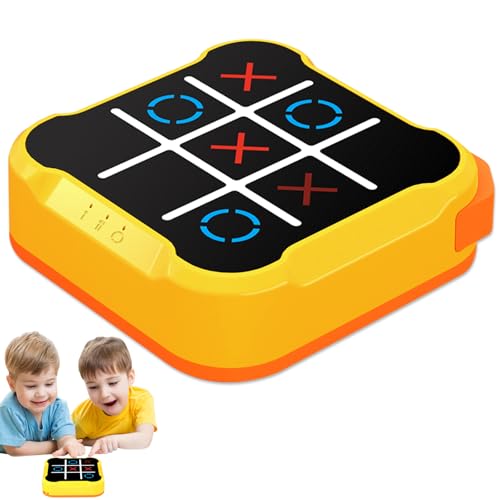 ZAOSMUS Tic Tac Toe Spiel, Elektronisches Tic Tac Toe Bolt Spiel, Pädagogisches Gedächtnistraining Handheld Puzzle Spiele, Tragbare Reisespiele Brettspiele Geschenke für Kinder und Erwachsene (Gelb) von ZAOSMUS