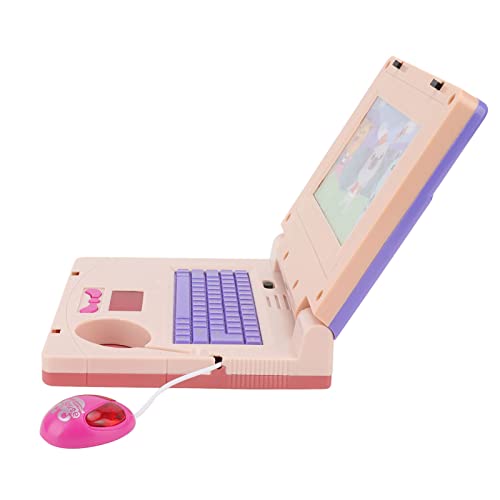 ZASCHMOY Kleinkind-Laptop, Kinderspielzeug-Computer-Laptop mit LED-Musik, Lerncomputer, Elektronische Simulation der Kognitiven Entwicklung, Computerspielzeug (Lila einziehbare Maus) von ZASCHMOY