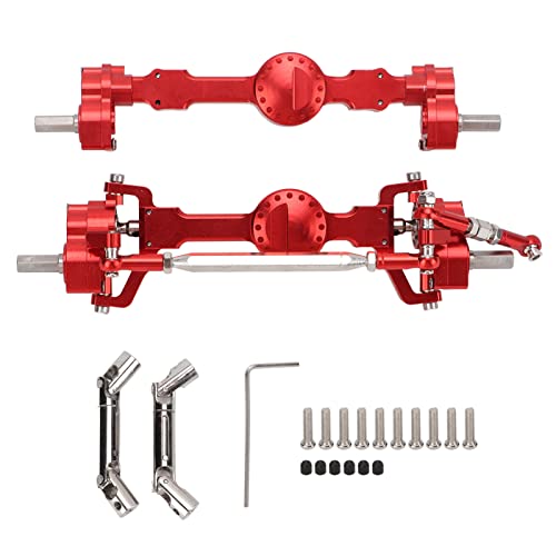 ZAWELIYO Metall Vordere Hinterachse Aluminiumlegierung Hochfestige Stabilbrückenausrüstung Mn98 D90 1/12 RC -Autoteile (Rot) von ZAWELIYO