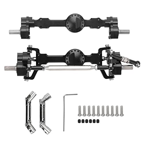 ZAWELIYO Metall Vordere Hinterachse Aluminiumlegierung Hochfestige Stabilbrückenausrüstung Mn98 D90 1/12 RC -Autoteile (Schwarz) von ZAWELIYO