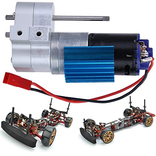 ZAWELIYO Metallgetriebe-Geschwindigkeitswechselgetriebe mit 370-Bürstenmotor, CNC-Bearbeitung und Eloxierungsbehandlung, Geeignet für WPL C14 C24 B14 B24 B16 B36 RC-Car, Einfache von ZAWELIYO