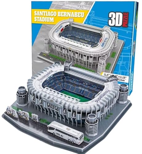 ZAXER 3D-Puzzle Stadion Santiago Bernabeu Fußballfans, entwickle Fähigkeiten, baue Stadion-Sammlung, einfacher Aufbau ohne Kleber von ZAXER