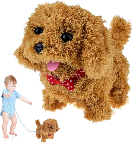 ZBATHTOY Hund mit Leine der Läuft und Bellt Hund Spielzeug Kinder Hund mit Leine der Läuft und Bellt Kuscheltier Hund Dog Spiel Spielzeug Mädchen Geschenkideen Klein Spielhund der Läuft und Bellt von ZBATHTOY