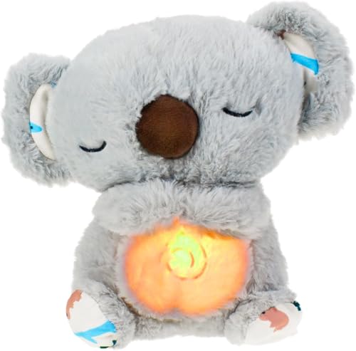 ZBATHTOY Schlummer Koala Kuscheltier Schlummer Otter Schlummer Koala mit Herzschlag, Otter Kuscheltier mit Atembewegung und Musik Anixety Koala Teddy for Baby Toddler (Grey) von ZBATHTOY