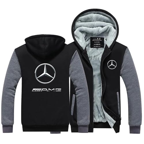 ZBEYETAFO Herren Casual Hoodies m.erc.e.de.s Print Fleece Zip Jacken Tops Winter Warm Thick Hooed Pullover Sweatshirts Mäntel für Männer Jugend Strickjacke Hoody von ZBEYETAFO