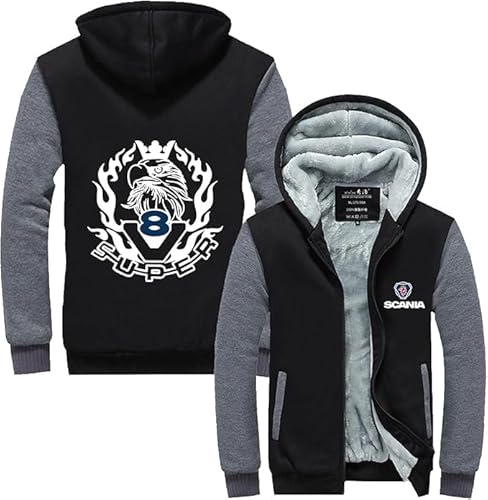 ZBEYETAFO Herren Kapuzenpullover mit Reißverschluss Jacke für S.c.ania Kontrast Farbe Sweatshirts Gepolsterte Outwear Tops Bequeme Kapuze Langarm Strickjacke Druck Mäntel von ZBEYETAFO