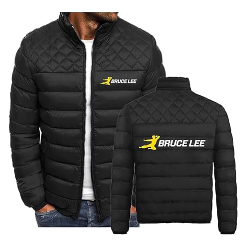 ZBEYETAFO Herren Winterjacken für Bruce Lee Leichter isolierter verpackbarer Baumwollmantel durchgehender Reißverschluss Warme kurze gepolsterte Oberbekleidung für Männer von ZBEYETAFO