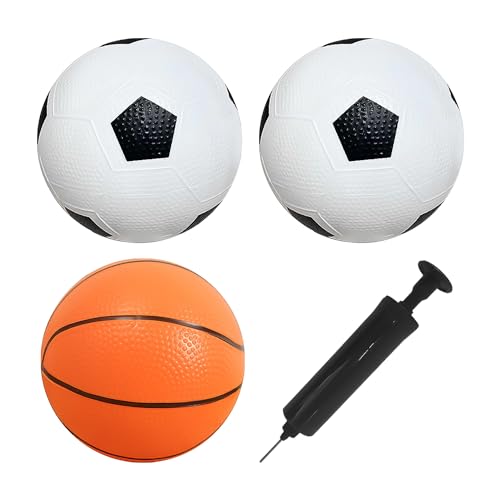 ZBHDEYG 2 Stück Mini-Fußball Und 1 Stück Mini-Basketball Mit 1 Stück Aufblasbarem Schlauch, Baby-Fußball, Kleiner Kinderball, Hallenfußball, Interaktiver Eltern-Kind-Spielzeugball (16 cm) von ZBHDEYG