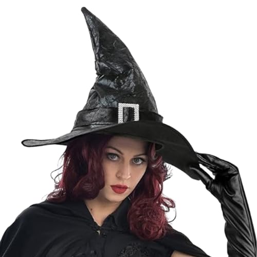 Unisex Halloween Twists Zauberer Hexenhut mit langem Handschuh Twists Zauberer Hut Frauen Cosplay Hexe Festivals Party Werkzeug Cosplay Hüte für Frauen Cosplay Hut Animes Cosplay Hüte für Erwachsene von ZBIianxer