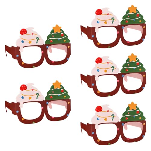 ZBIianxer Festliche dekorative Weihnachtsbrillen-Set, 5 Stück, Papierbrillen für Feiertage, Kostüm-Dekoration, Cosplay-Zubehör, Kostümdekoration von ZBIianxer