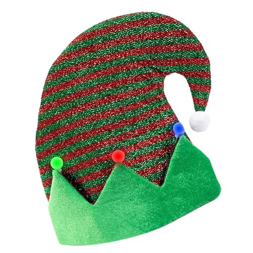 ZBIianxer Fröhliche Mütze Weihnachts Slouch Mütze Mit Pompons Kobold Mütze Urlaubs Unisex Kleidung Gestreifte Mütze Für Bühnenkleidung von ZBIianxer