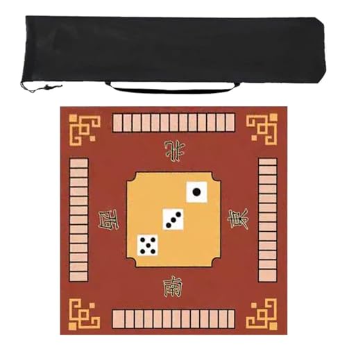 ZCLNYVGJ Mahjong mat Quadratische Mahjong-Matte, Mahjong-Tischmatte Mit Aufbewahrungstasche, Spieltischmatte Mit Richtungsanzeige(Brown,27.5in) von ZCLNYVGJ