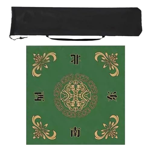 ZCLNYVGJ Mahjong mat Quadratische Mahjong-Matte, Mahjong-Tischmatte Mit Aufbewahrungstasche, Spieltischmatte Mit Richtungsanzeige(Green,27.5in) von ZCLNYVGJ