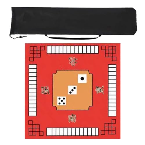 ZCLNYVGJ Mahjong mat Quadratische Mahjong-Matte, Mahjong-Tischmatte Mit Aufbewahrungstasche, Spieltischmatte Mit Richtungsanzeige(Red,27.5in) von ZCLNYVGJ