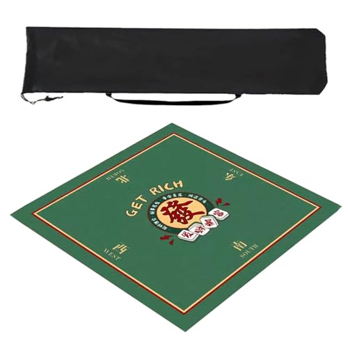 ZCLNYVGJ Mahjong mat Verdickte 1 cm Mahjong-Matte, Mahjong-Tischmatte mit Aufbewahrungstasche, Haushalts-Kristall-Samt-Spieltischmatte(Green,23.6in) von ZCLNYVGJ