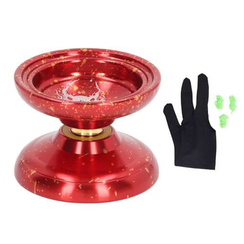 Yoyo-Ball, Metall-Aluminiumlegierung, professionelles Yoyo, nicht reagierende Aluminiumlegierung, Stabilität, fortschrittliches Yoyo mit 3 Saiten, Handschuh für Anfänger (rot) von ZCXCsfp