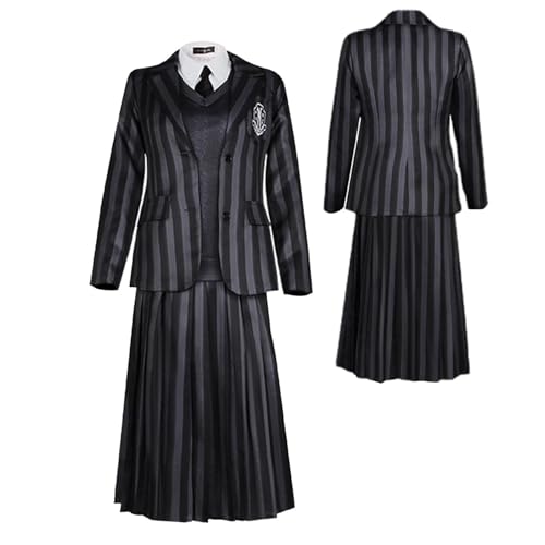 ZCXCsfp Wednesdays Addams Kostüm, Akademie, Schuluniform, Anzug, Cosplay, Kostüm, Kleid, Party-Kostüm für Damen, Größe 3XL von ZCXCsfp