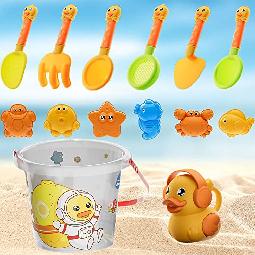 ZDQC 14 Stück Sandspielzeug Set,Strandspielzeug für Kinder mit Eimer, Sandspielzeug Spielzeug Set,Strand Sandspielzeug Set,Gießkanne, Eimer,Wasserrad,Strand Outdoor Spiele für Jungen Mädchen (14) von ZDQC