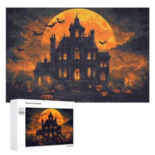 Halloween-Thema schwierige Holzpuzzle, Erwachsenen-Puzzle, Familien-Spaß Spielunterhaltung, geeignet für Erwachsene. 1.000 Stück von ZDQJY